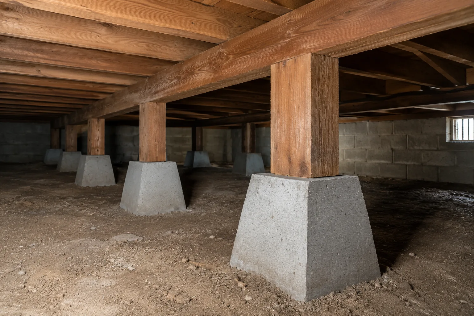 Crawl-space foundation with concrete piers