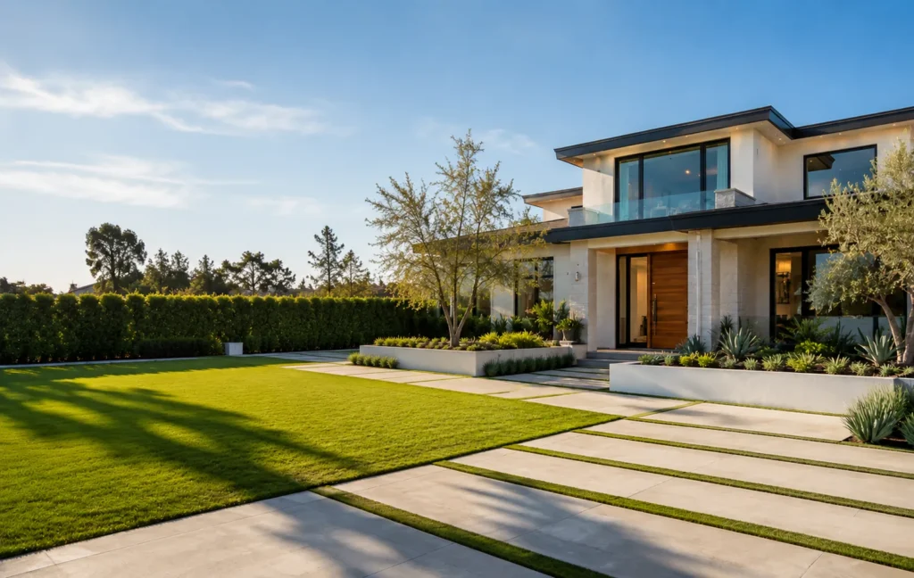 Fully renovated modern two-story home exterior with new landscaping