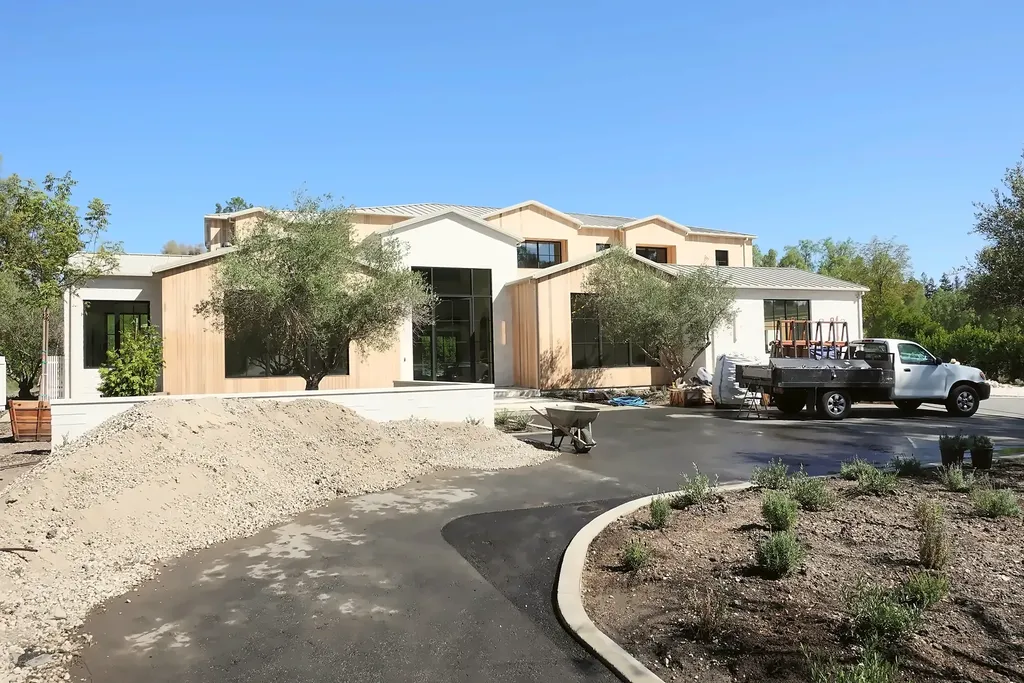A Hidden Hills driveway and motor court during construction, before paving