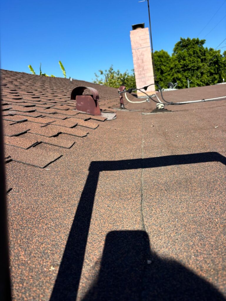 Before: worn shingles — roof replacement in Buena Park, CA