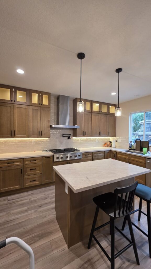 After: range wall with hood — kitchen remodel in Calabasas, CA