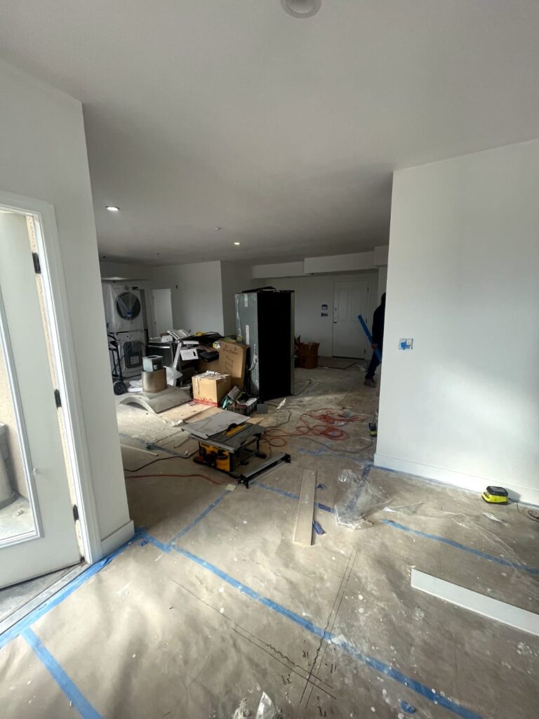 Interior stripped to the studs during a whole-home remodel in Encino, CA