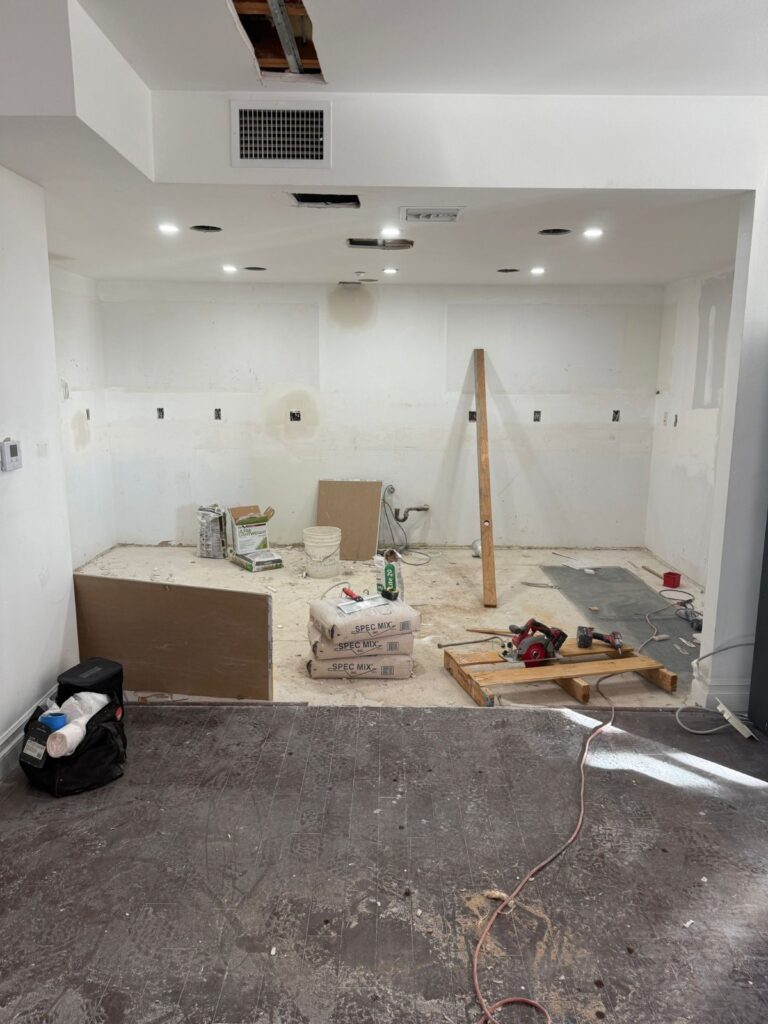 Kitchen framing and subfloor — whole-home remodel in Encino, CA