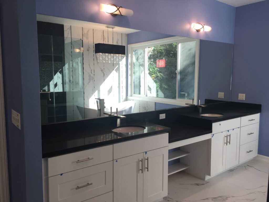 After: double vanity — bathroom remodel in Inglewood, CA
