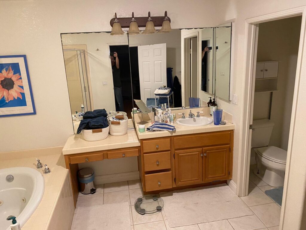 Before: vanity — bathroom remodel in Irvine, CA