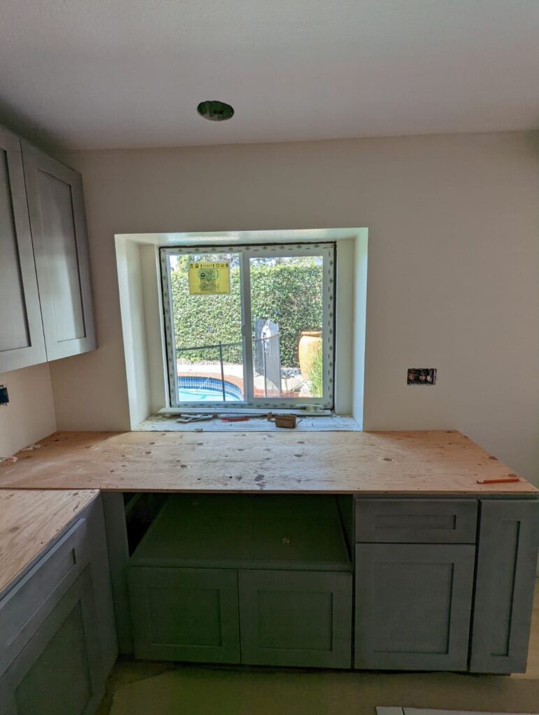 New window, counters templated — kitchen remodel in Sherman Oaks, CA