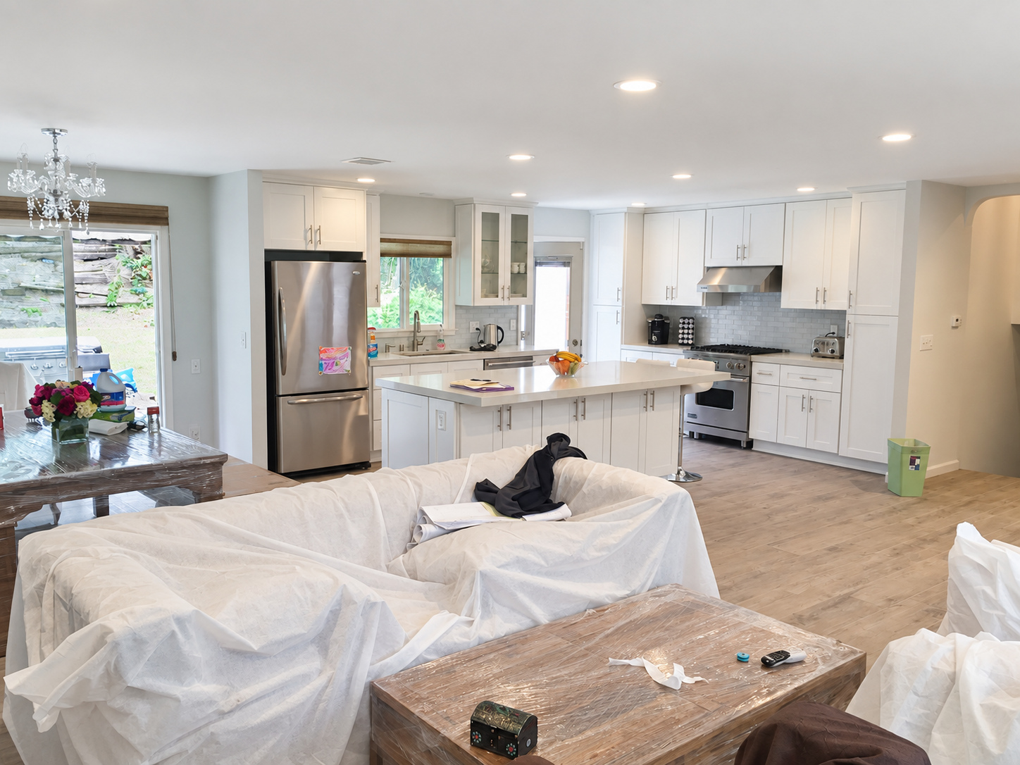 After: kitchen open to the living room — kitchen remodel in Torrance, CA